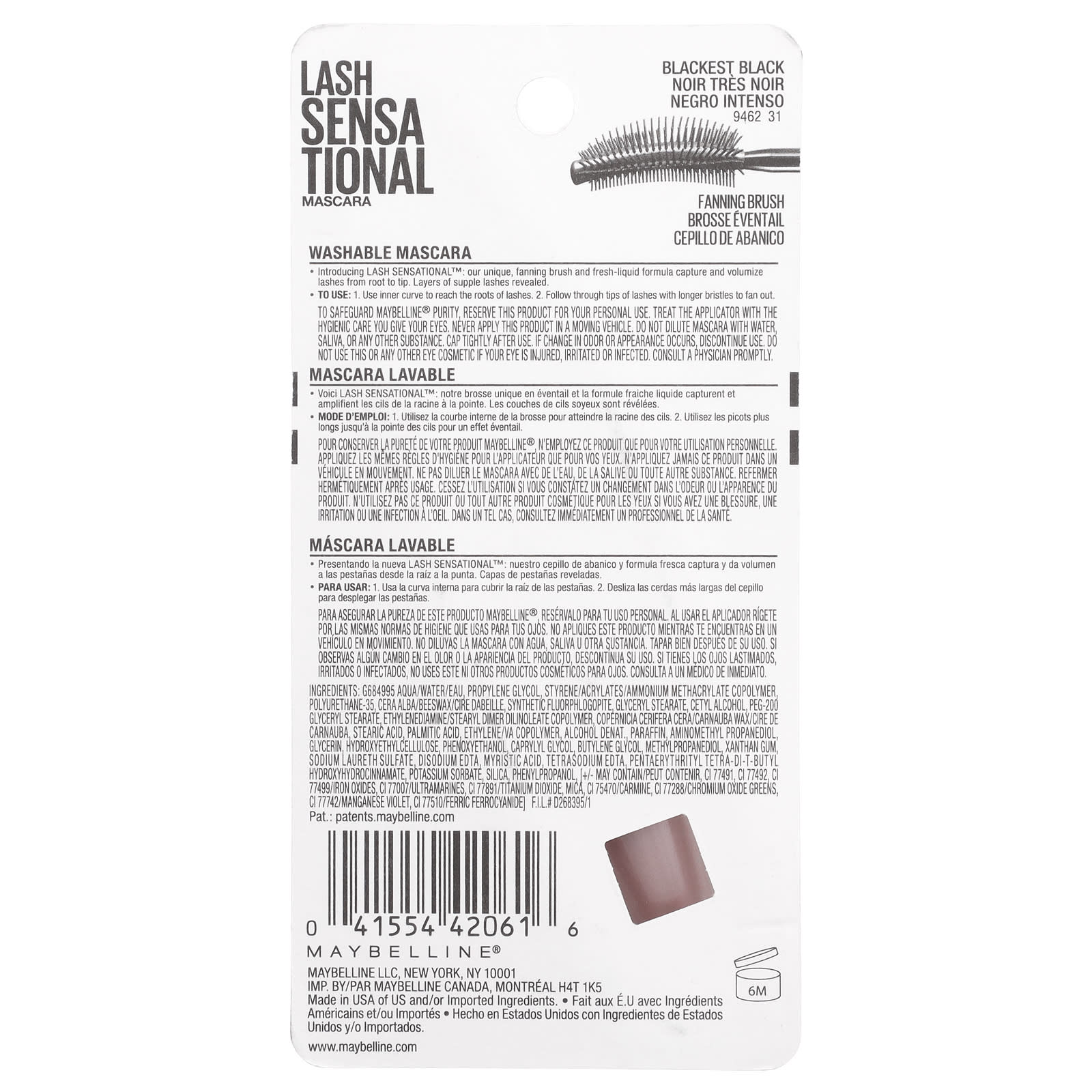 Maybelline, Lash Sensational Mascara, 253 Blackest Black, 0.32 fl oz (9.5 ml)