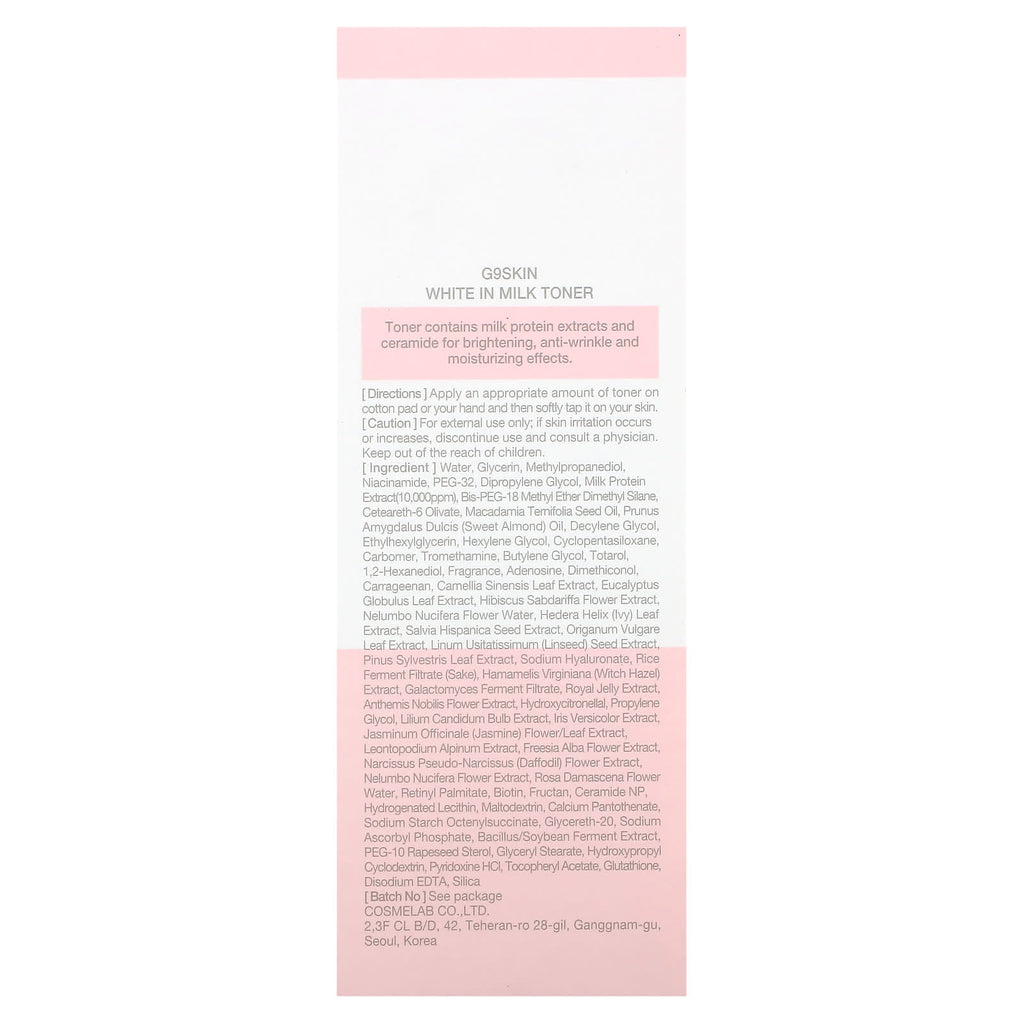 G9skin, White In Milk Toner, 10.14 fl oz (300 ml)