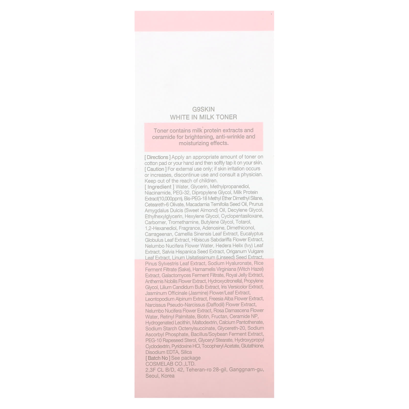 G9skin, White In Milk Toner, 10.14 fl oz (300 ml)