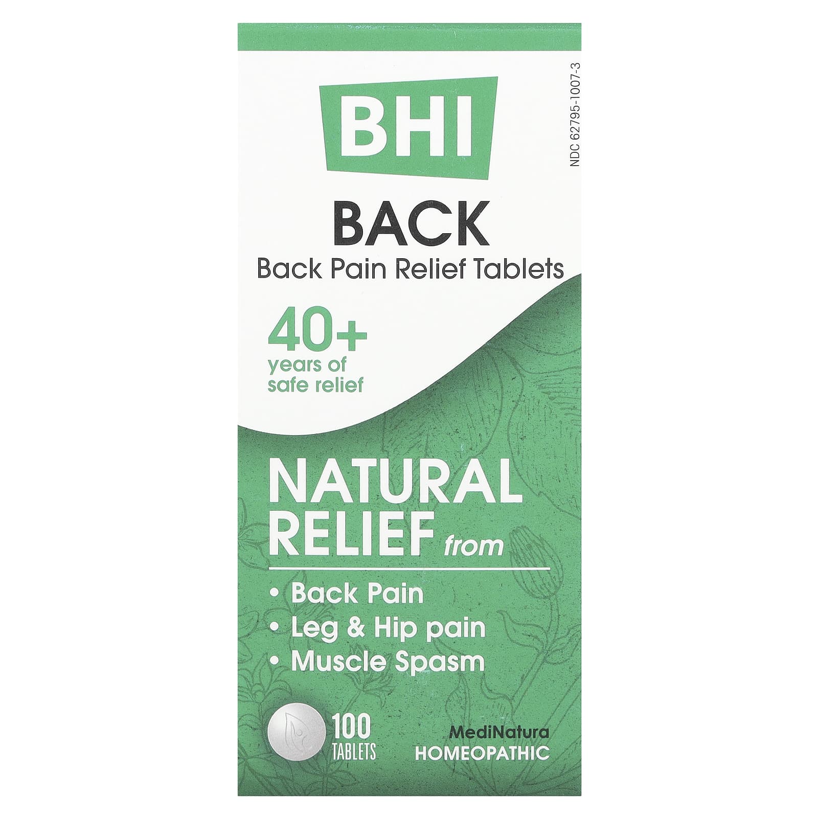 MediNatura, BHI, Back Pain Relief Tables, 100 Tablets