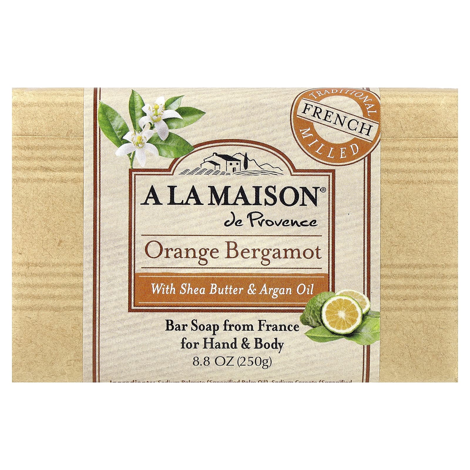 A La Maison de Provence, Hand & Body Bar Soap, Orange Bergamot, 8.8 oz (250 g)
