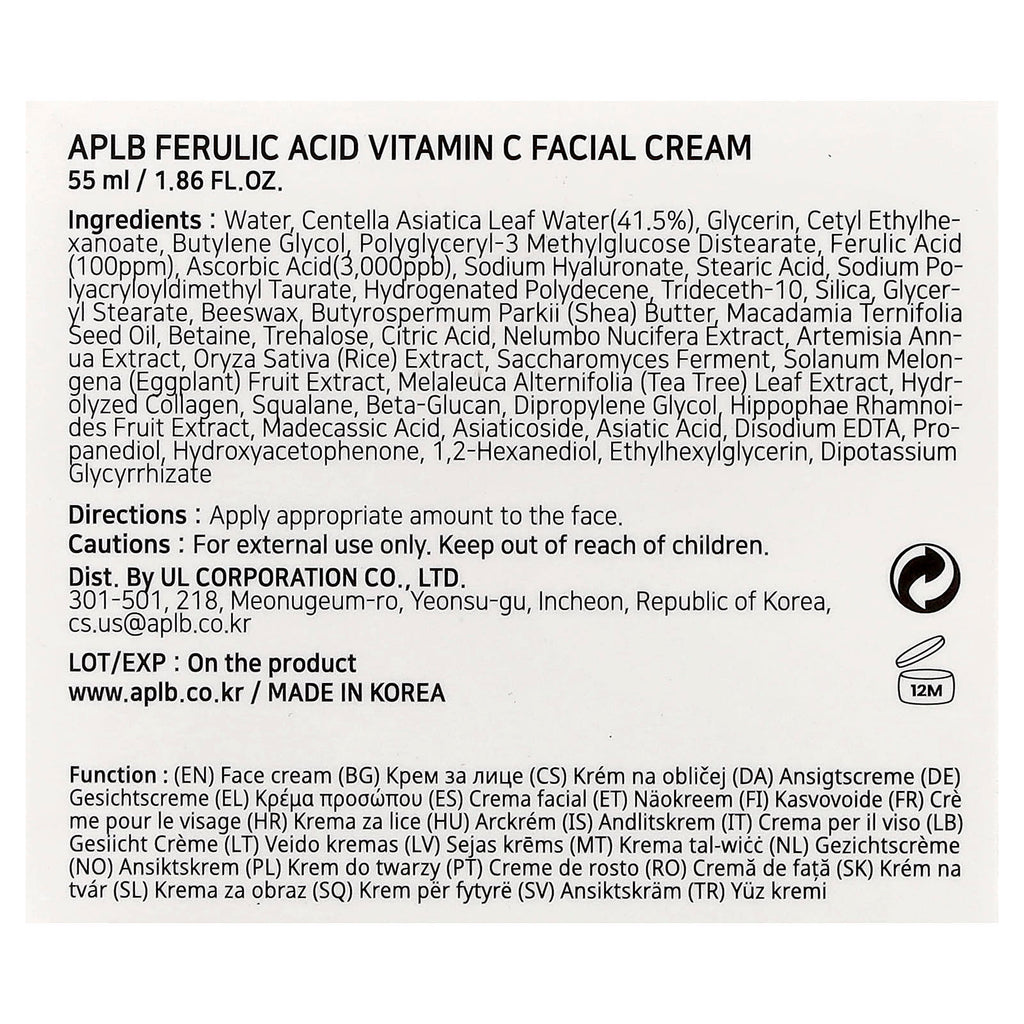 APLB, Ferulic Acid Vitamin C Facial Cream , 1.86 fl oz (55 ml)
