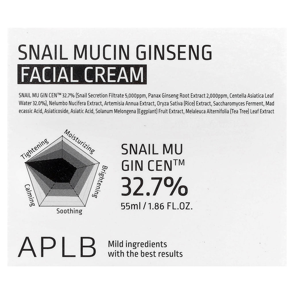 APLB, Snail Mucin Ginseng Facial Cream, 1.86 fl oz (55 ml)
