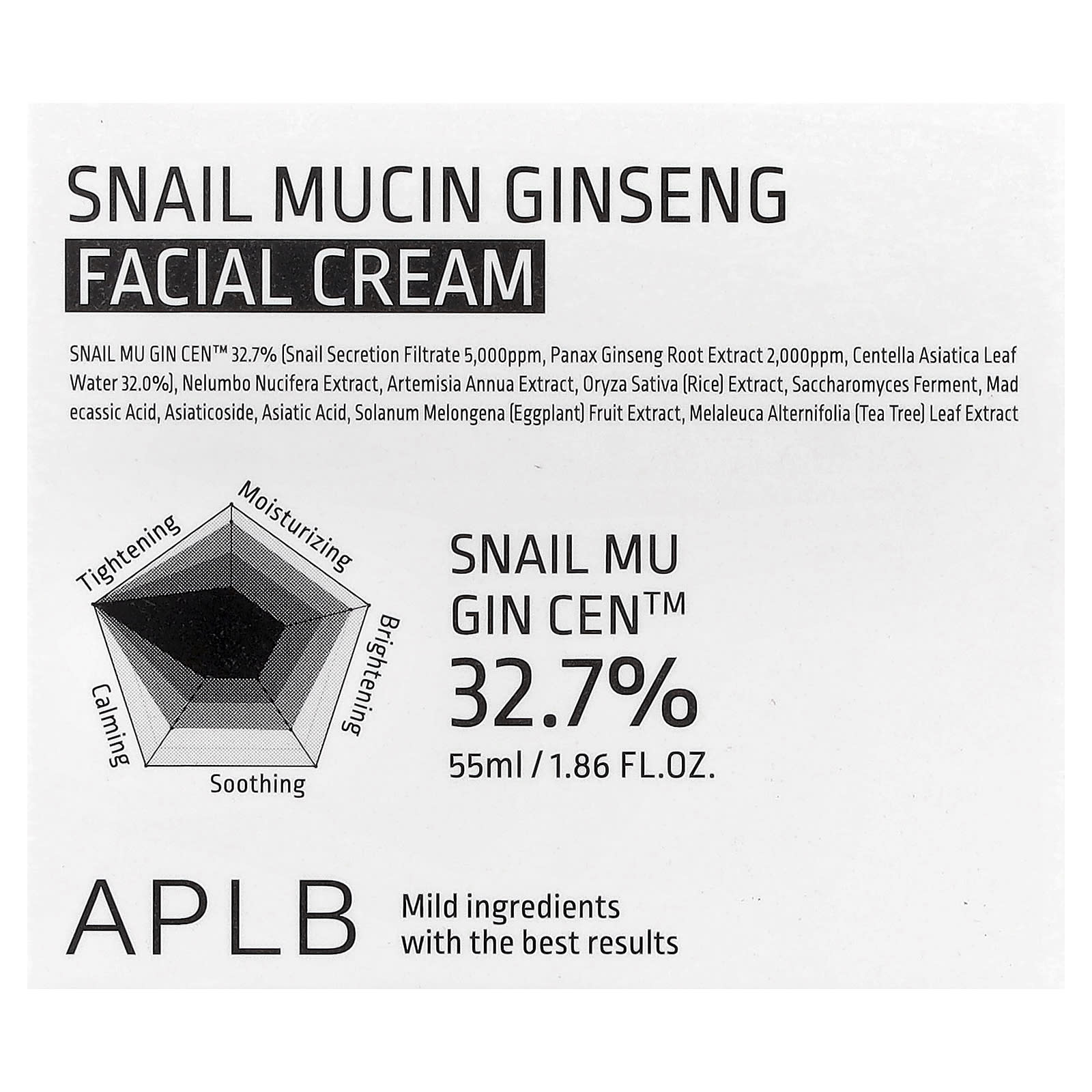 APLB, Snail Mucin Ginseng Facial Cream, 1.86 fl oz (55 ml)