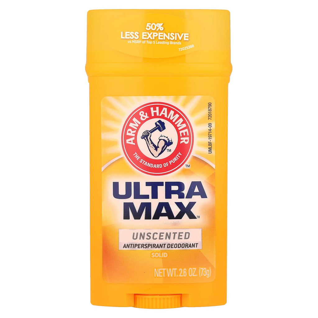 Arm & Hammer, Ultra Max™, Antiperspirant Deodorant Solid, Unscented, 2.6 oz (73 g)