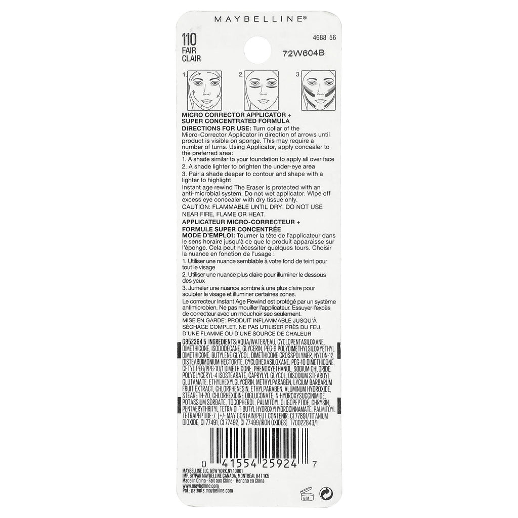 Maybelline, Instant Age Rewind, Eraser, Multi-Use Concealer, 110 Fair, 0.2 fl oz (6 ml)