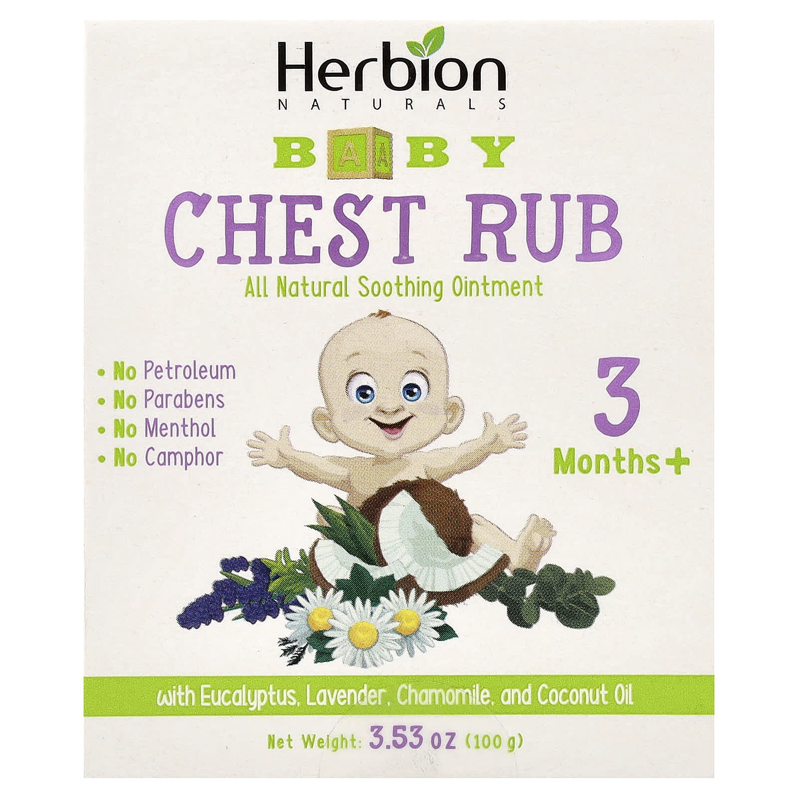 Herbion Naturals, Baby Chest Rub, 3 Months+, 3.53 oz (100 g)
