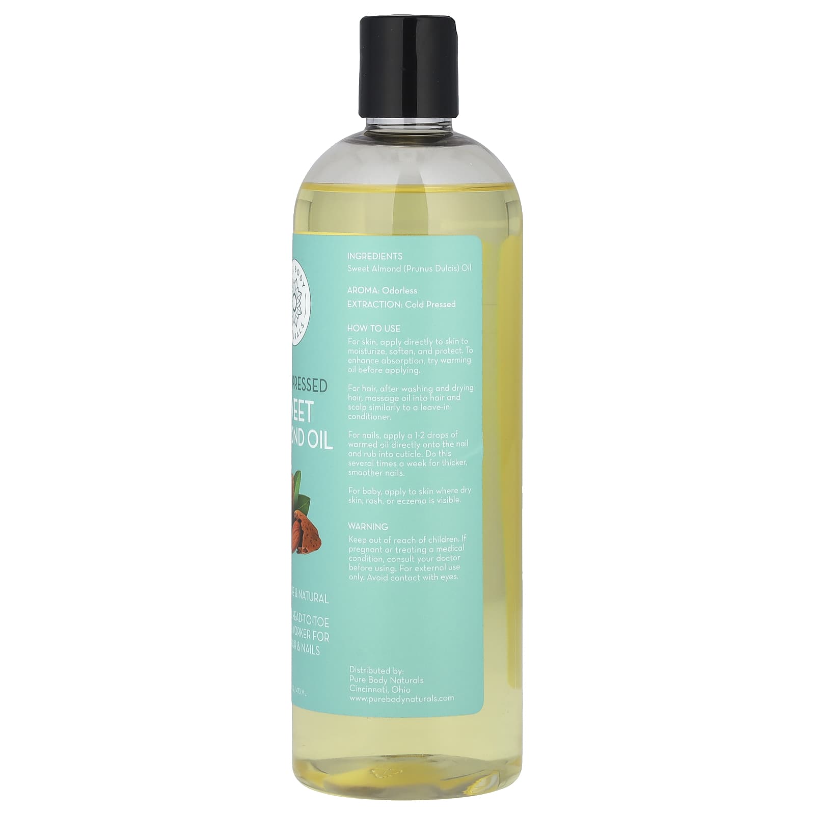 Pure Body Naturals, Sweet Almond Oil, 16 fl oz (473 ml)