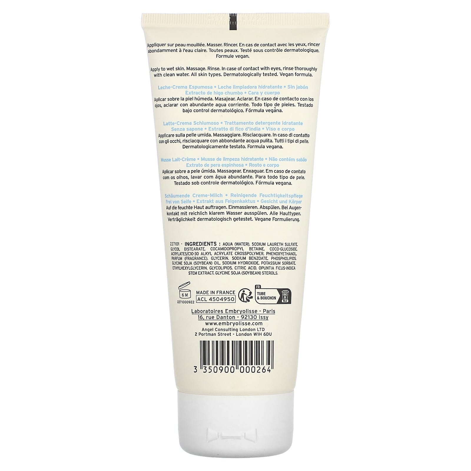 Embryolisse, Foaming Cream-Milk Cleanser, 6.76 fl oz (200 ml)