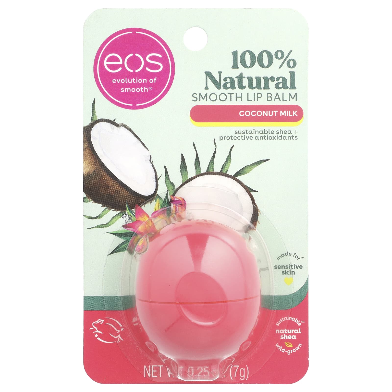 EOS, 100% Natural Smooth Lip Balm, Coconut Milk, 0.25 oz (7 g)