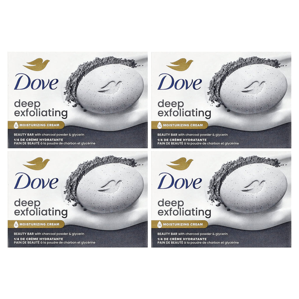Dove, Deep Exfoliating Beauty Bar with Charcoal Powder & Glycerin, 4 Bars, 3.75 oz (106 g) Each
