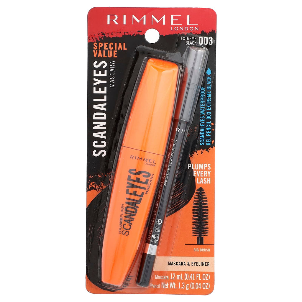 Rimmel London, Scandal Eyes, Mascara with Waterproof Gel Pencil, 003 Extreme Black, 2 Piece Set