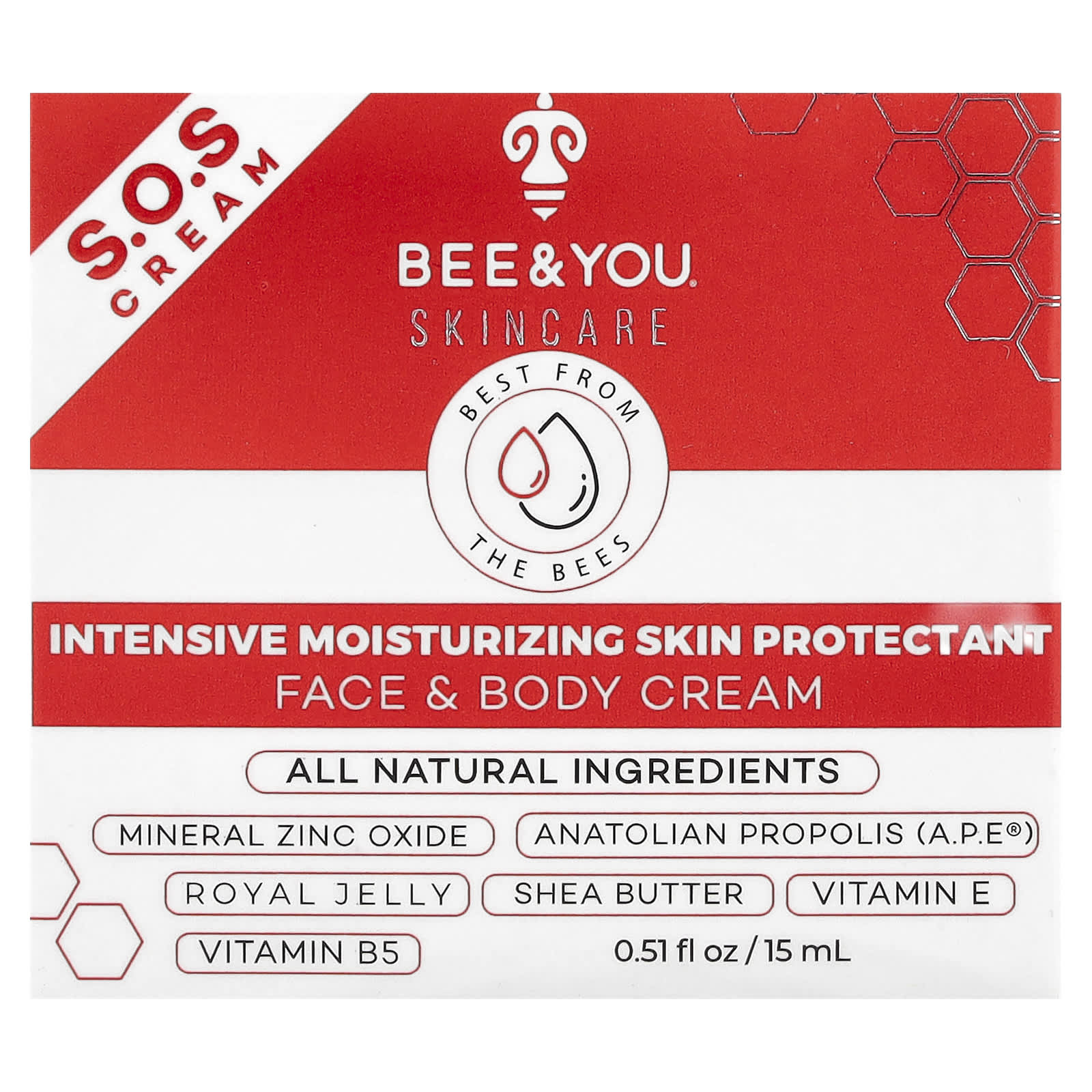 Bee & You, Intensive Moisturizing Skin Protectant Face & Body Cream, 0.51 fl oz (15 ml)