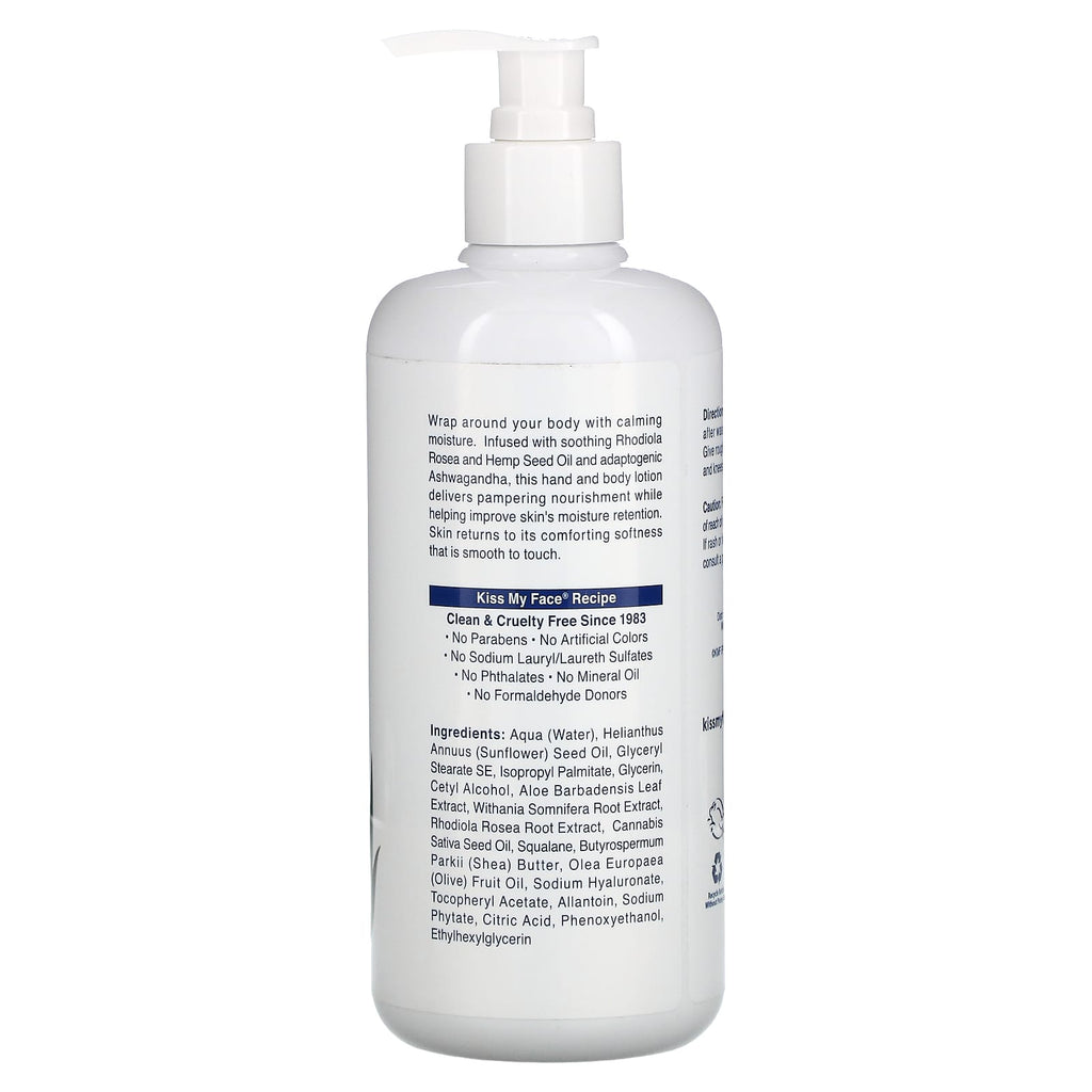 Kiss My Face, De-Stress, Hand & Body Lotion, Fragrance Free, 16 fl oz (473 ml)