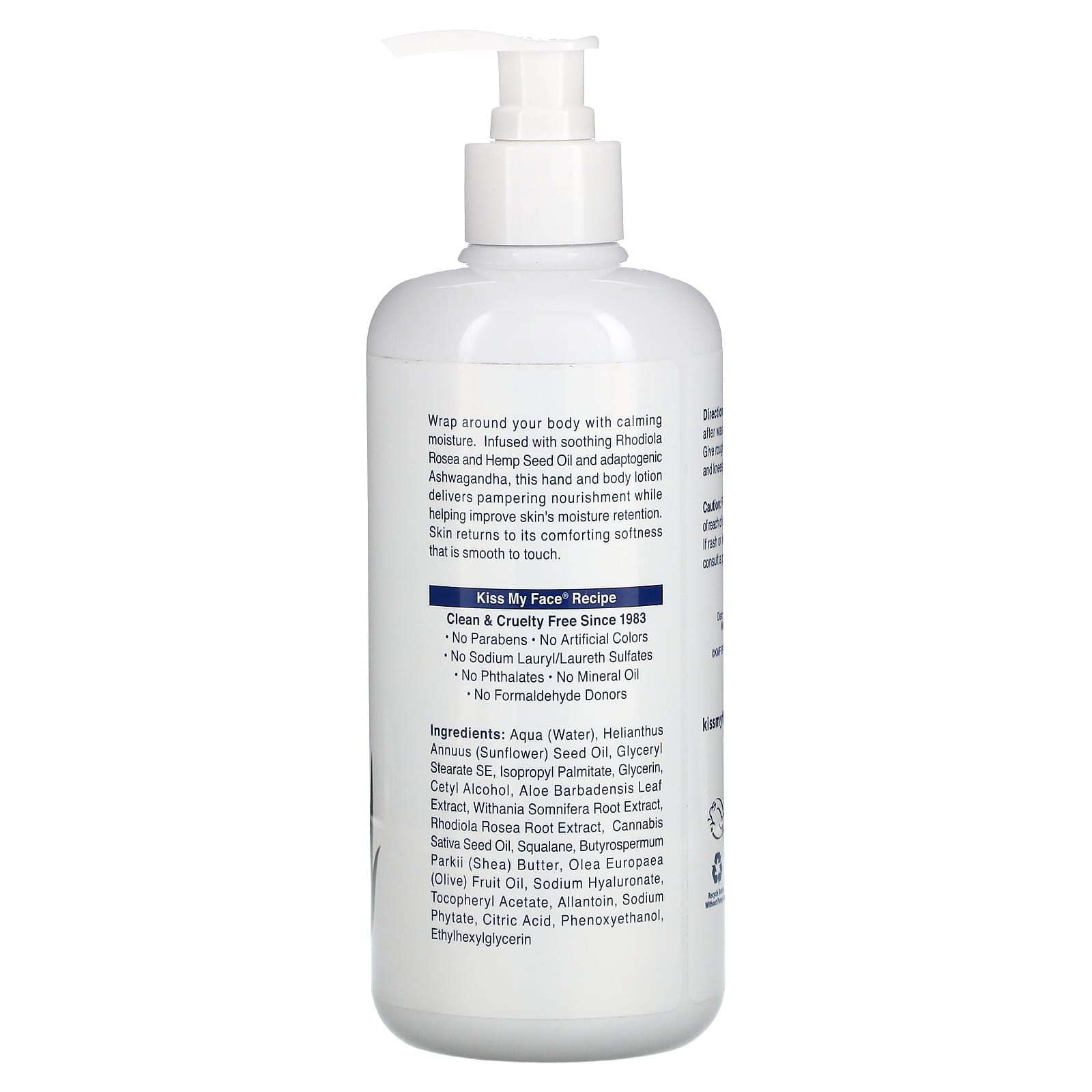 Kiss My Face, De-Stress, Hand & Body Lotion, Fragrance Free, 16 fl oz (473 ml)
