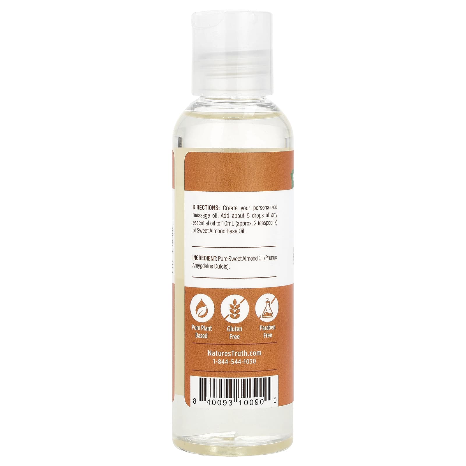Nature's Truth, Skincare Oil, Softening Sweet Almond, Unscented, 4 fl oz (118 ml)