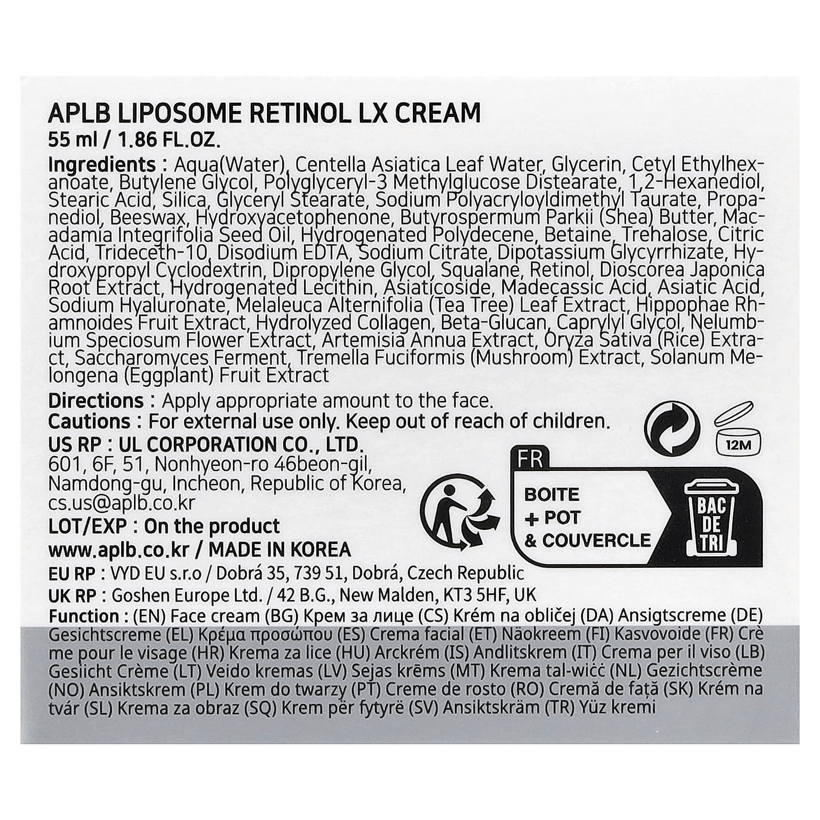 APLB, Liposome Retinol LX Cream , 1.86 fl oz (55 ml)