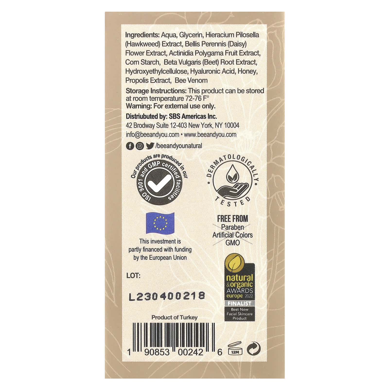 Bee & You, Moisturizing Anti-Aging Eye Contour Serum, 0.51 fl oz (15 ml)