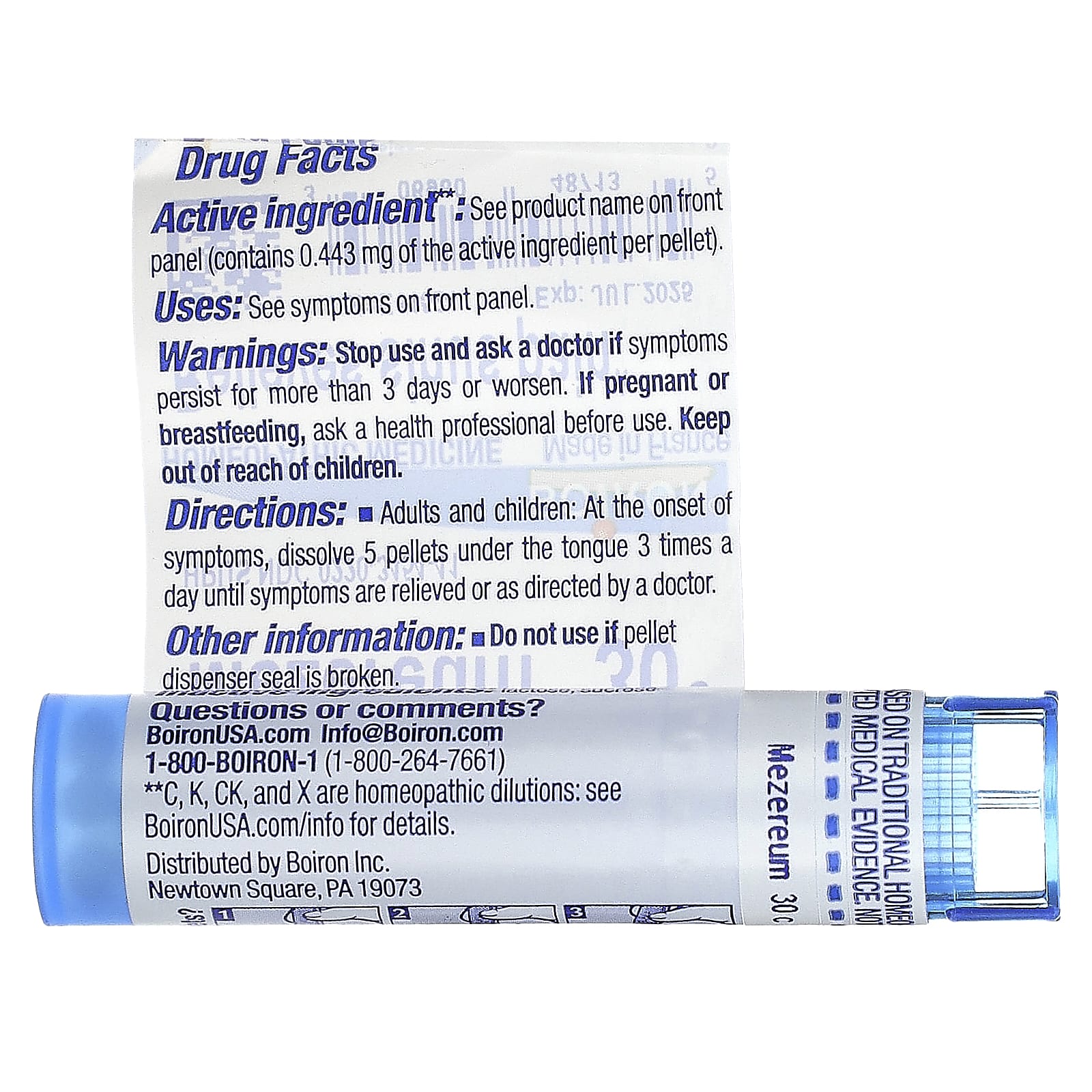 Boiron, Mezereum, 30C, Sinus Pain Relief, Approx 80 Pellets