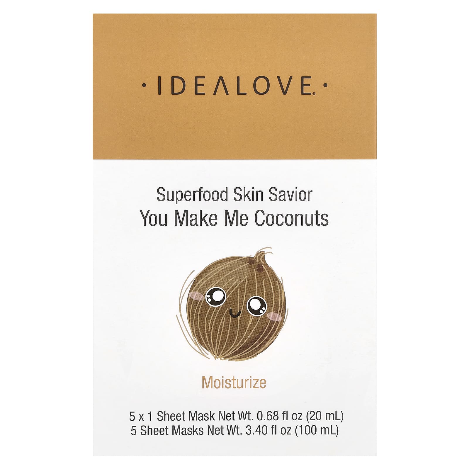 Idealove, Superfood Skin Savior, You Make Me Coconuts, 5 Beauty Sheet Masks, 0.68 fl oz (20 ml) Each