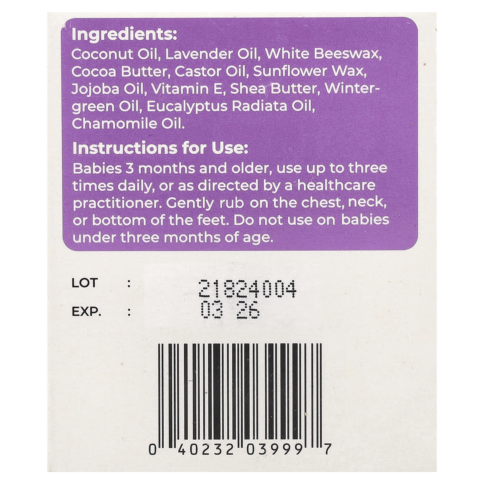 Herbion Naturals, Baby Chest Rub, 3 Months+, 3.53 oz (100 g)