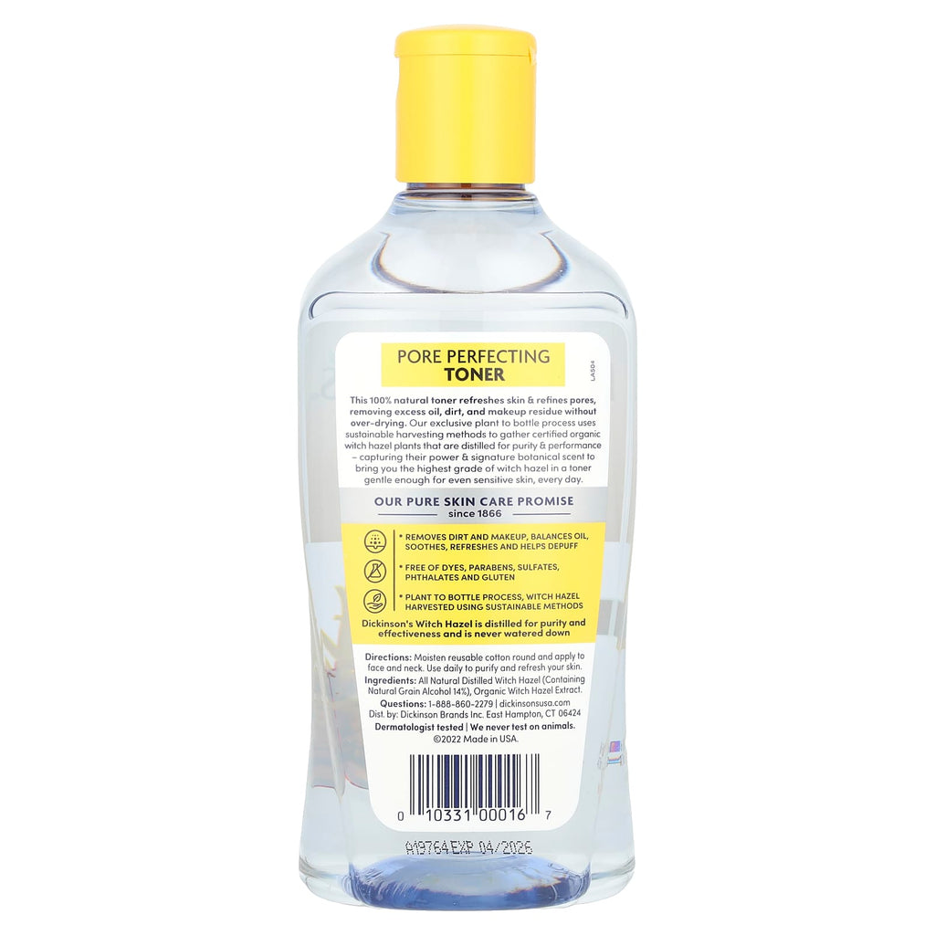 Dickinson Brands, Original Witch Hazel, Pore Perfecting Toner, Fragrance Free, 16 fl oz (473 ml)