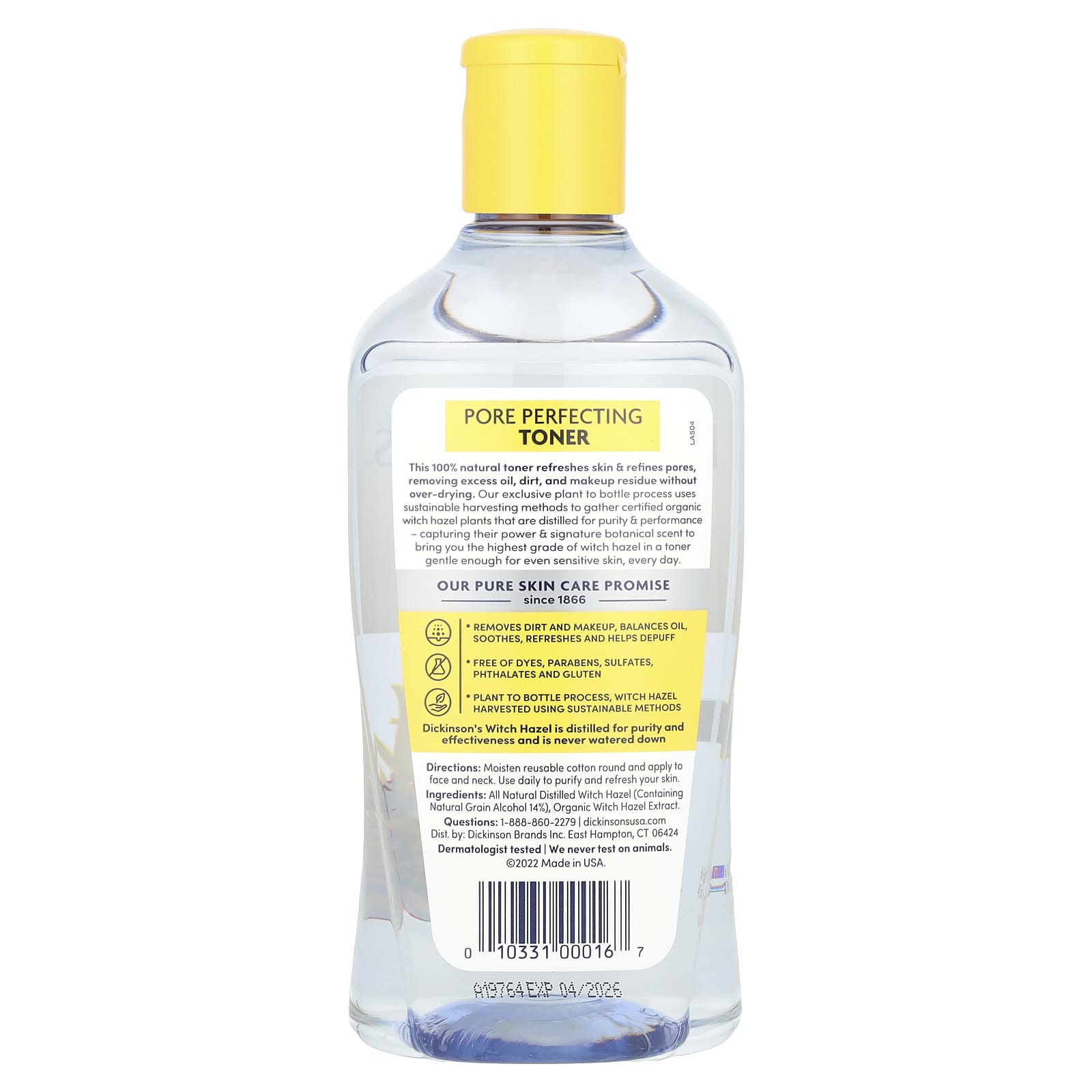 Dickinson Brands, Original Witch Hazel, Pore Perfecting Toner, Fragrance Free, 16 fl oz (473 ml)