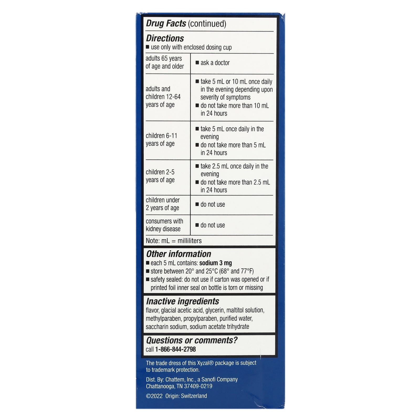 Xyzal, Children's Allergy 24 HR, Ages 2 Years & Older, Grape, 2.5 mg, 5 fl oz (148 ml)