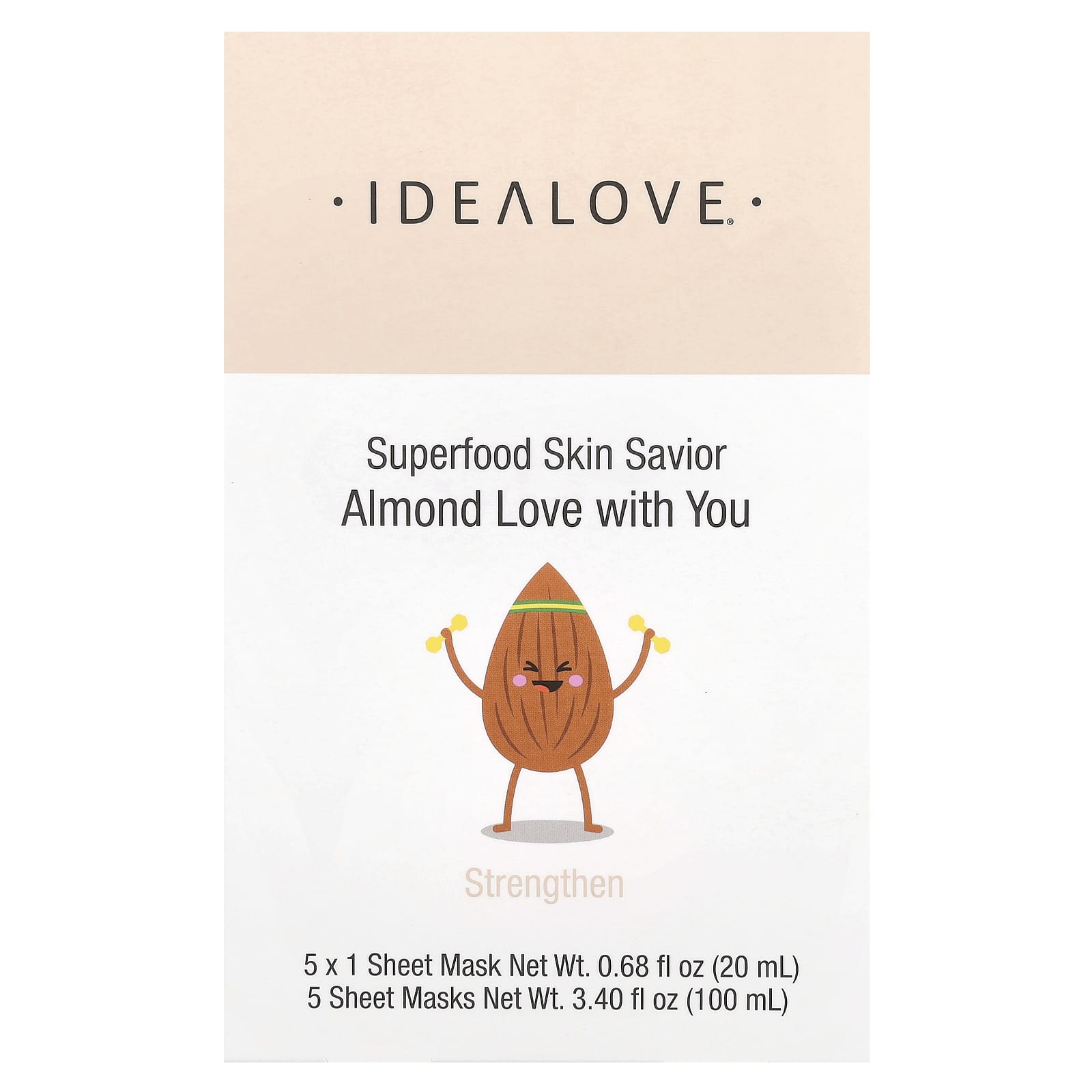 Idealove, Superfood Skin Savior, Almond Love with You, 5 Beauty Sheet Masks, 0.68 fl oz (20 ml) Each
