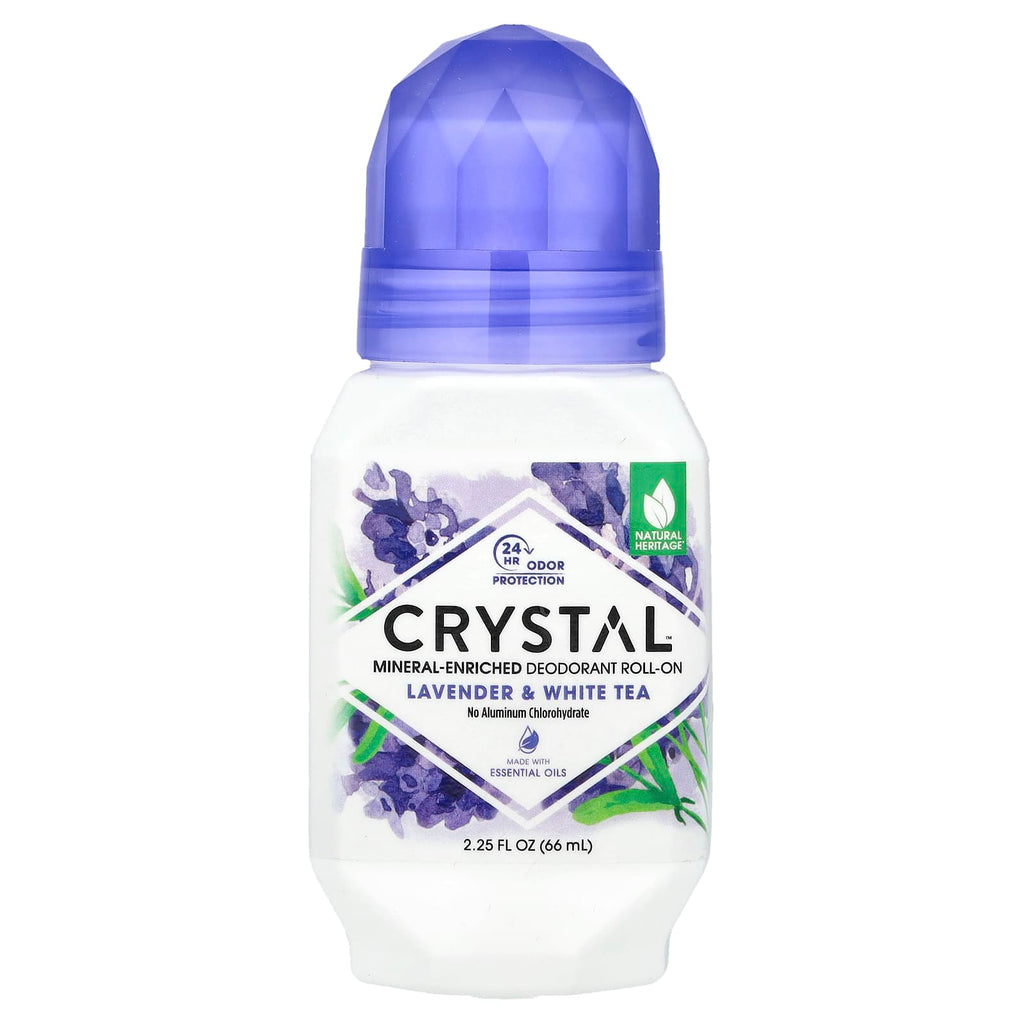 CRYSTAL, Mineral-Enriched Deodorant Roll-On, Lavender & White Tea, 2.25 fl oz (66 ml)