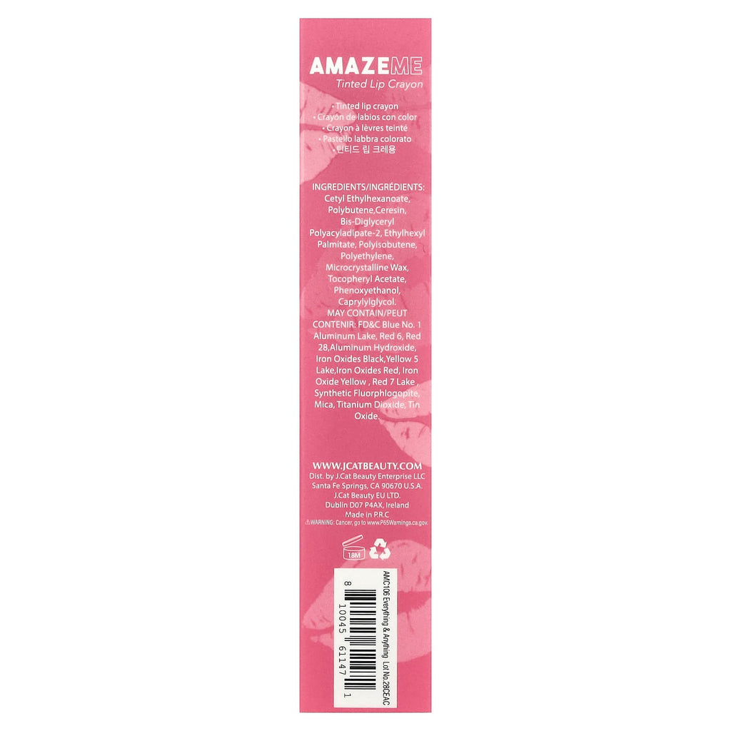 J.Cat Beauty, Amaze Me, Tinted Lip Crayon, AMC106 Everything & Anything, 0.14 oz (4 g)