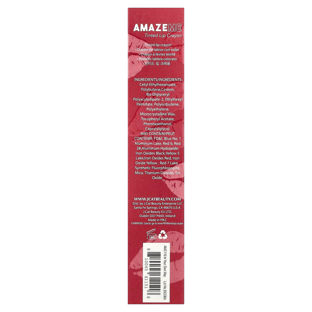 J.Cat Beauty, Amaze Me, Tinted Lip Crayon, AMC110 In Your Own Way, 0.14 oz (4 g)