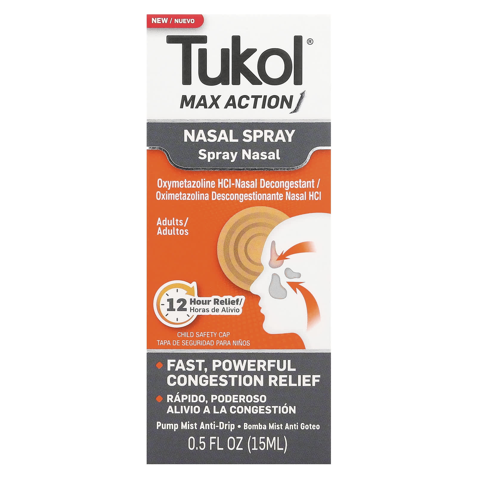Tukol, Max Action, Nasal Spray, Adults, 0.5 fl oz (15 ml)