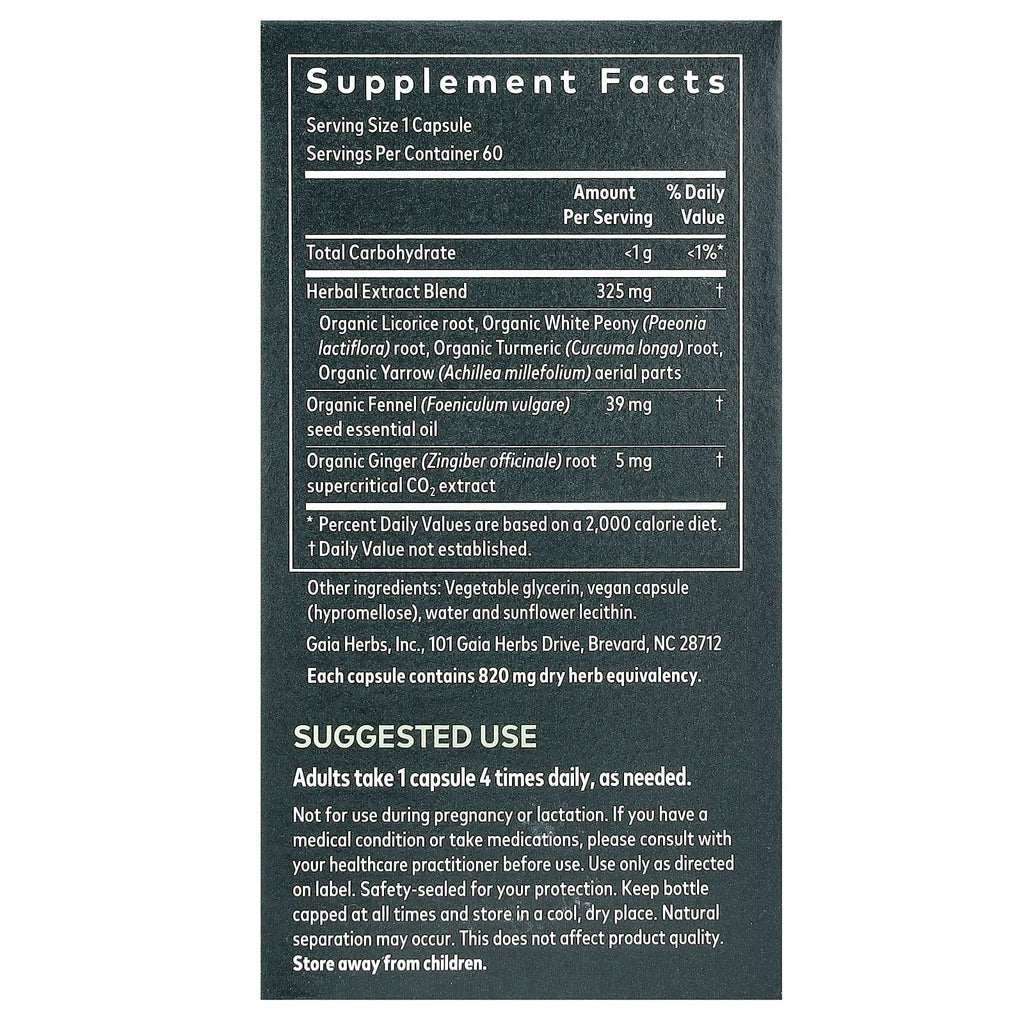 Gaia Herbs, Women, Cramp Relief, Period, 60 Vegan Liquid Phyto-Caps