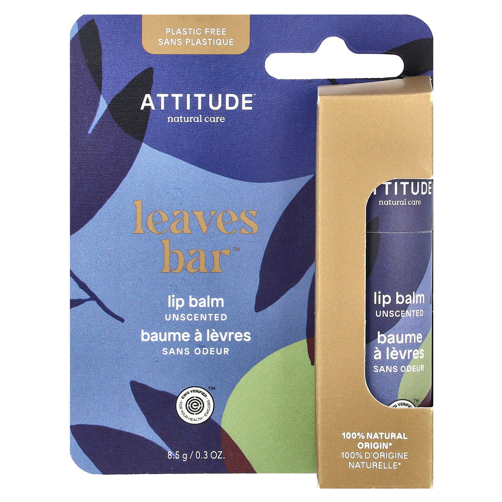 ATTITUDE, Leaves Bar™, Lip Balm, Unscented, 0.3 oz (8.5 g)