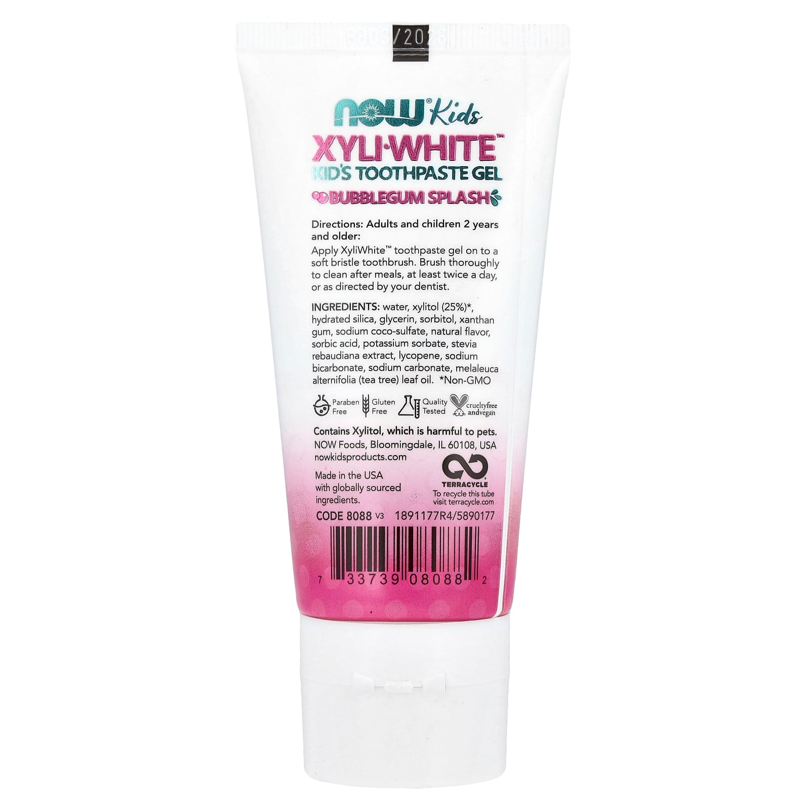 NOW Foods, Xyli-White™, Kid's Toothpaste Gel, Bubblegum Splash, 3 oz (85 g)