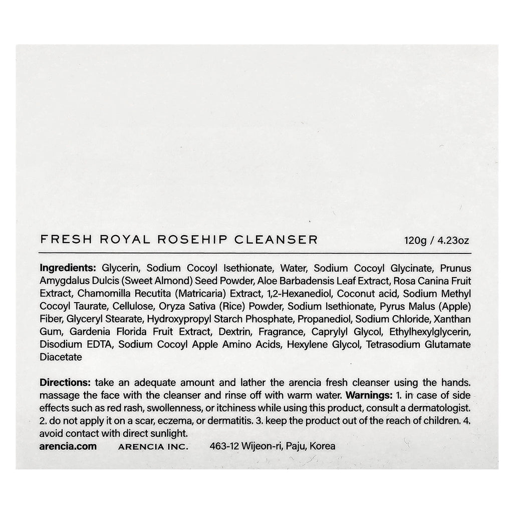 Arencia, Fresh Rosehip Cleanser, 4.23 oz (120 g)
