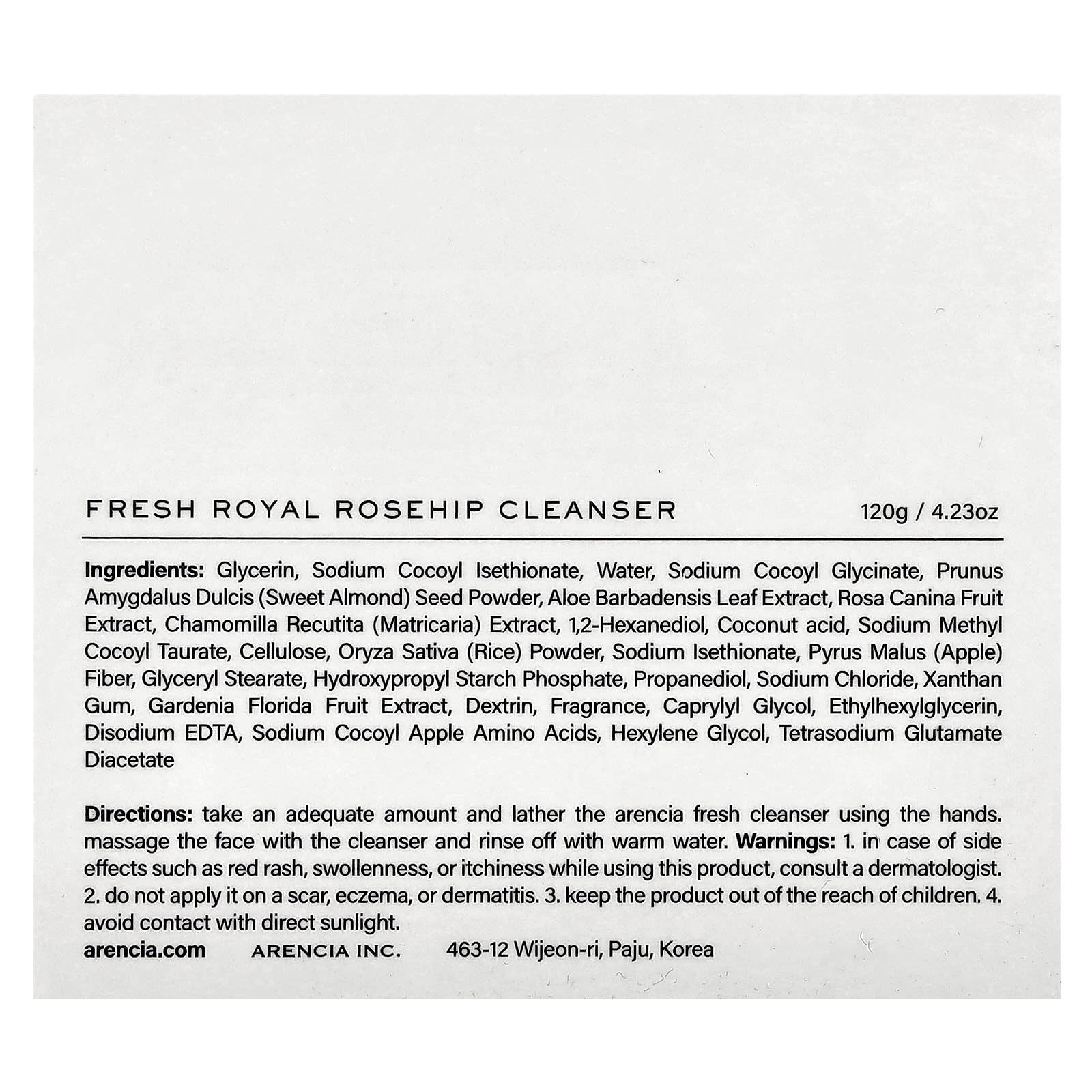 Arencia, Fresh Rosehip Cleanser, 4.23 oz (120 g)