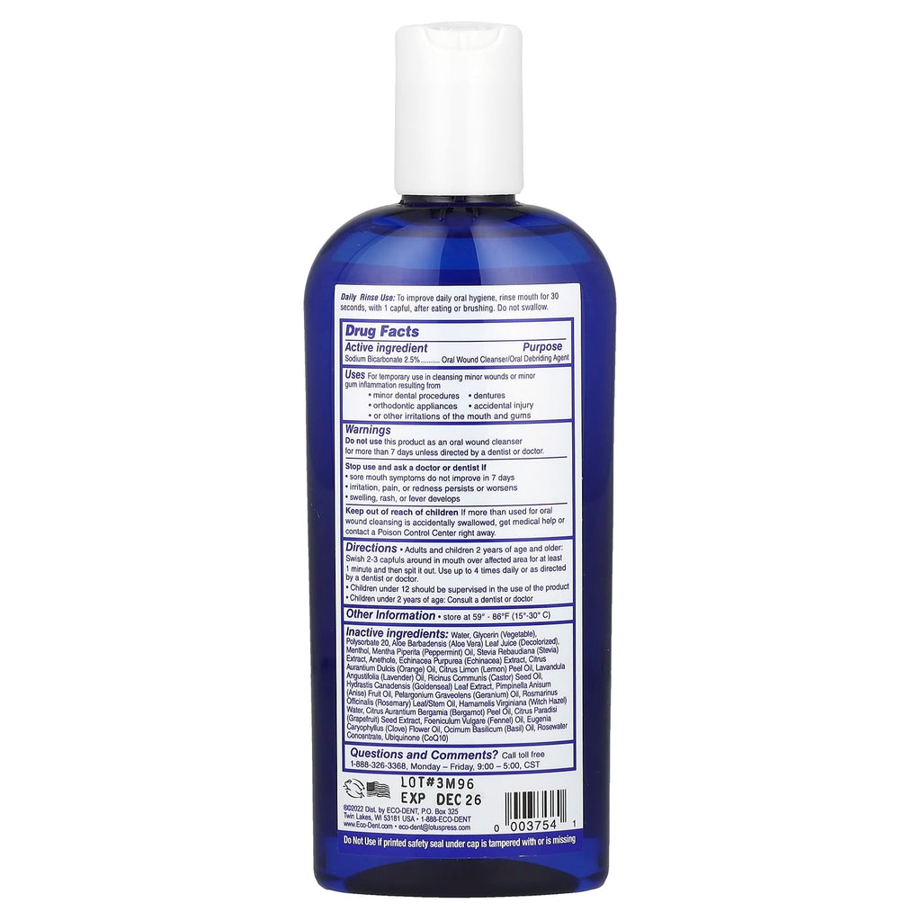 Eco-Dent, Ultimate Essential MouthCare®, DailyRinse™ & Oral Wound Cleanser/Debriding Agent, Alcohol Free, Sparkling Clean Mint, 8 fl oz (237 ml)