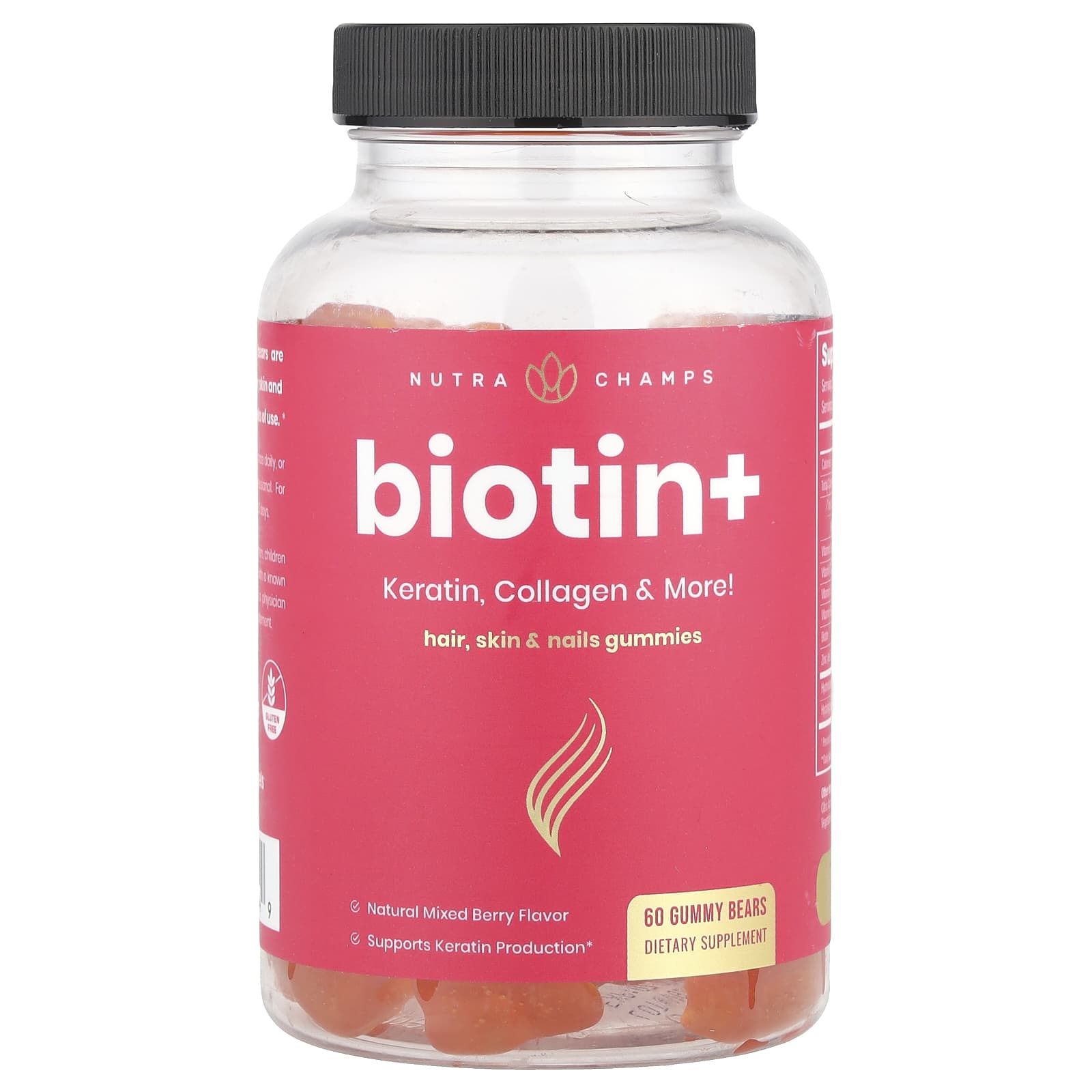 NutraChamps, Biotin+, Mixed Berry, 60 Gummy Bears