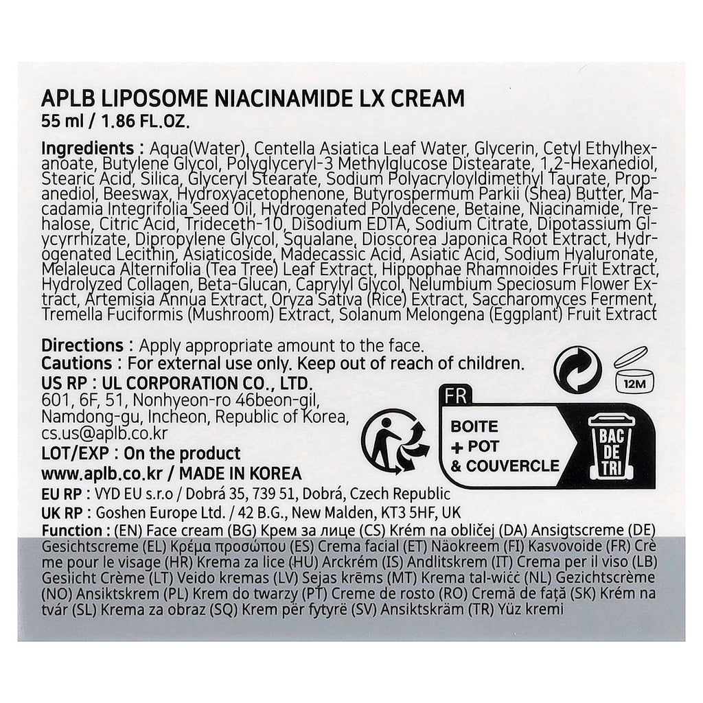 APLB, Liposomal Niacinamide LX Cream , 1.86 fl oz (55 ml)