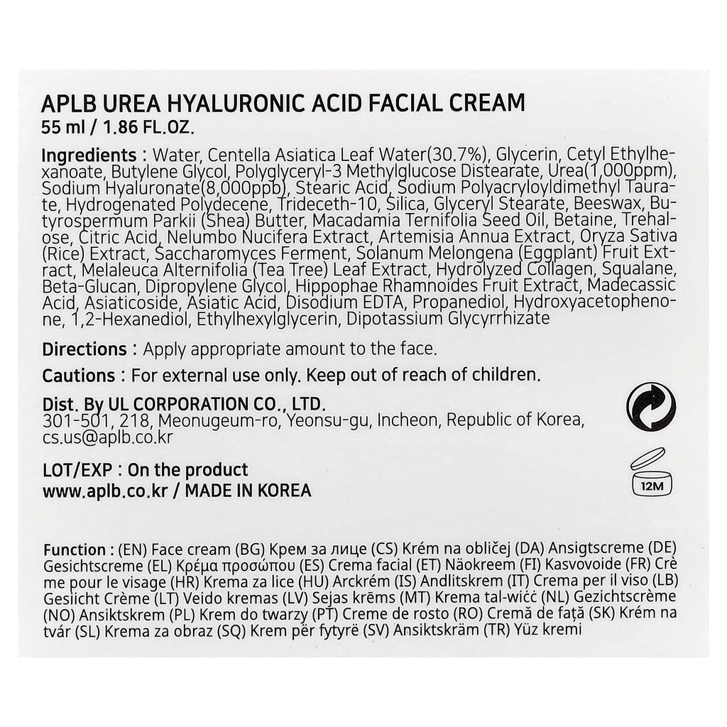APLB, Urea Hyaluronic Acid Facial Cream, 1.86 fl oz (55 ml)