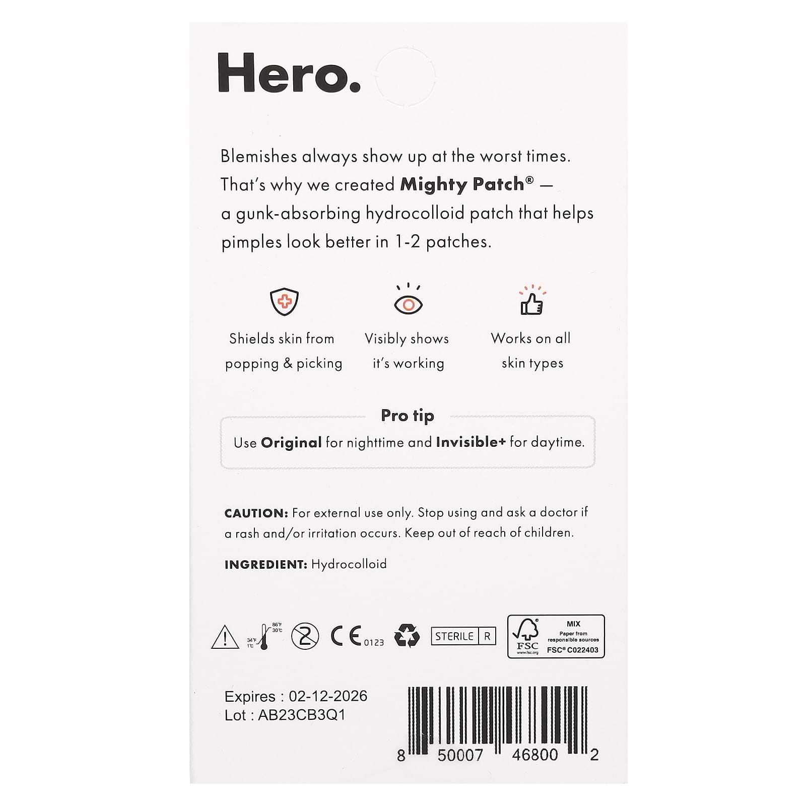 Hero Cosmetics, Mighty Patch® Duo, 6 Original + 6 Invisible Patches