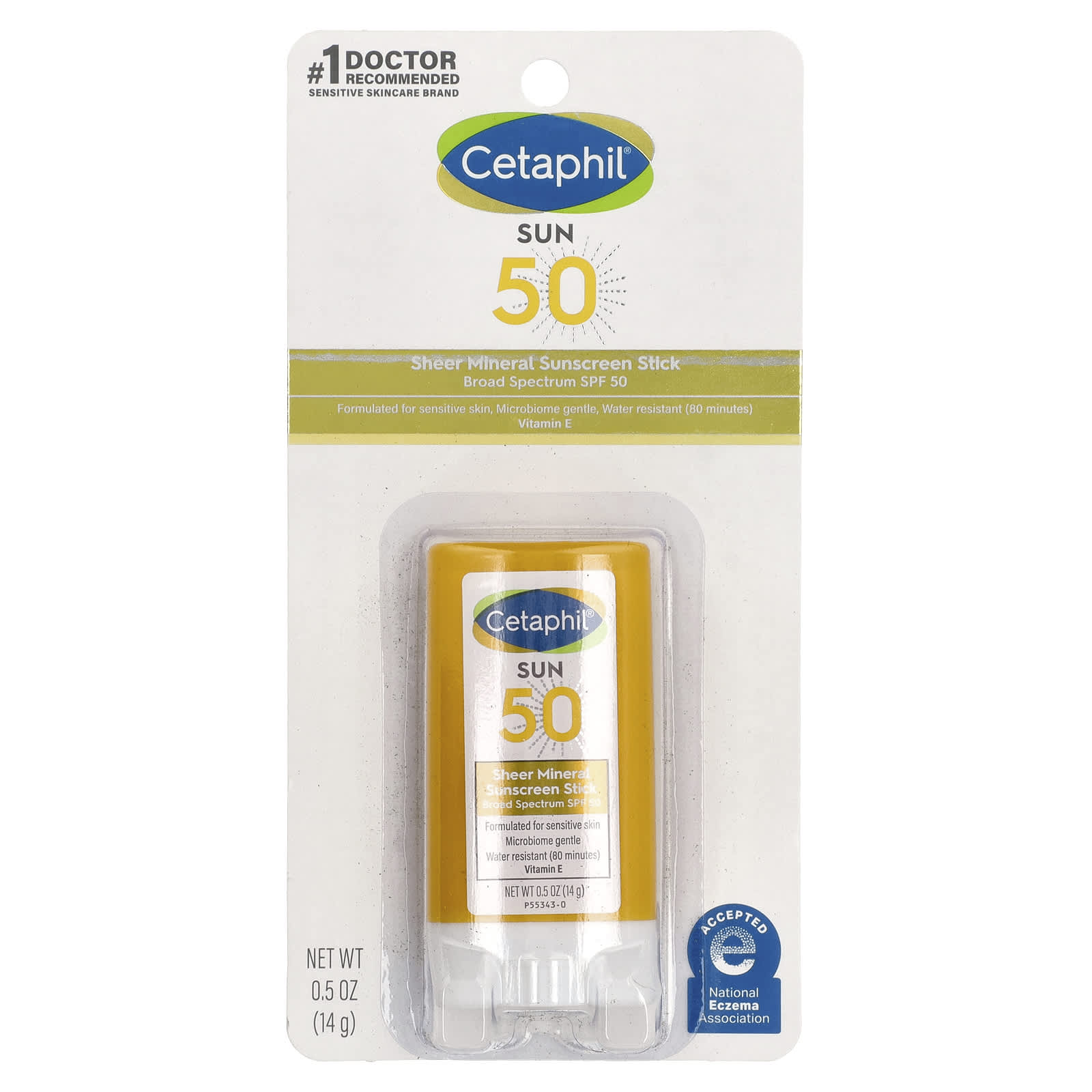 Cetaphil, Sheer Mineral Sunscreen Stick, SPF 50, 0.5 oz (14 g)
