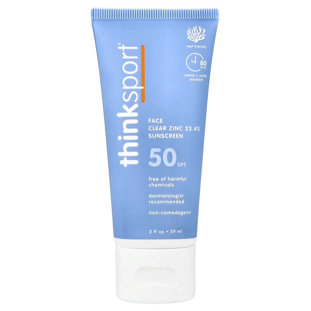 think, Thinksport®, Face Clear Zinc 23.4% Sunscreen, SPF 50, 2 fl oz (59 ml)