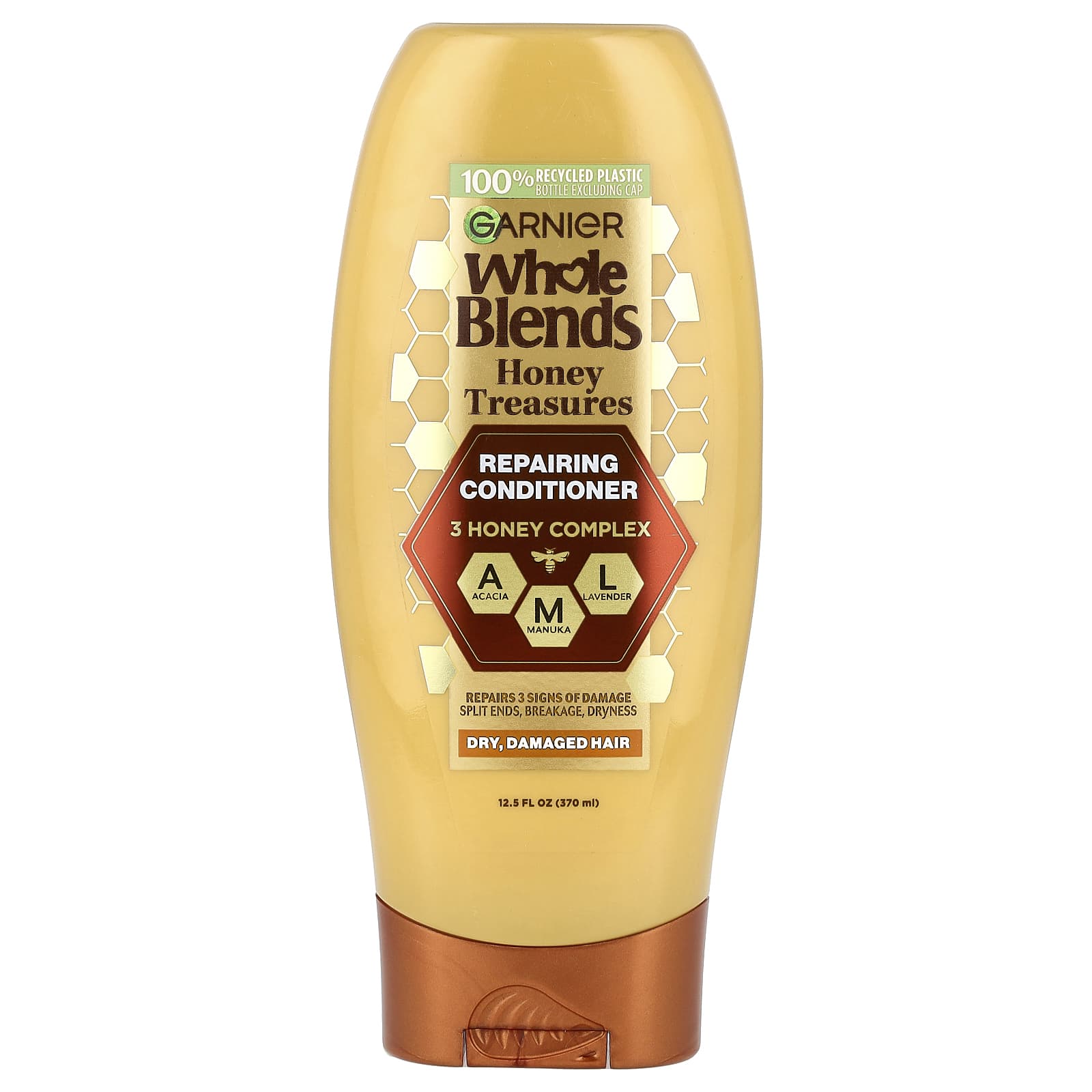 Garnier, Whole Blends, Repairing Conditioner, Dry, Damaged Hair, Honey Treasures, 12.5 fl oz (370 ml)