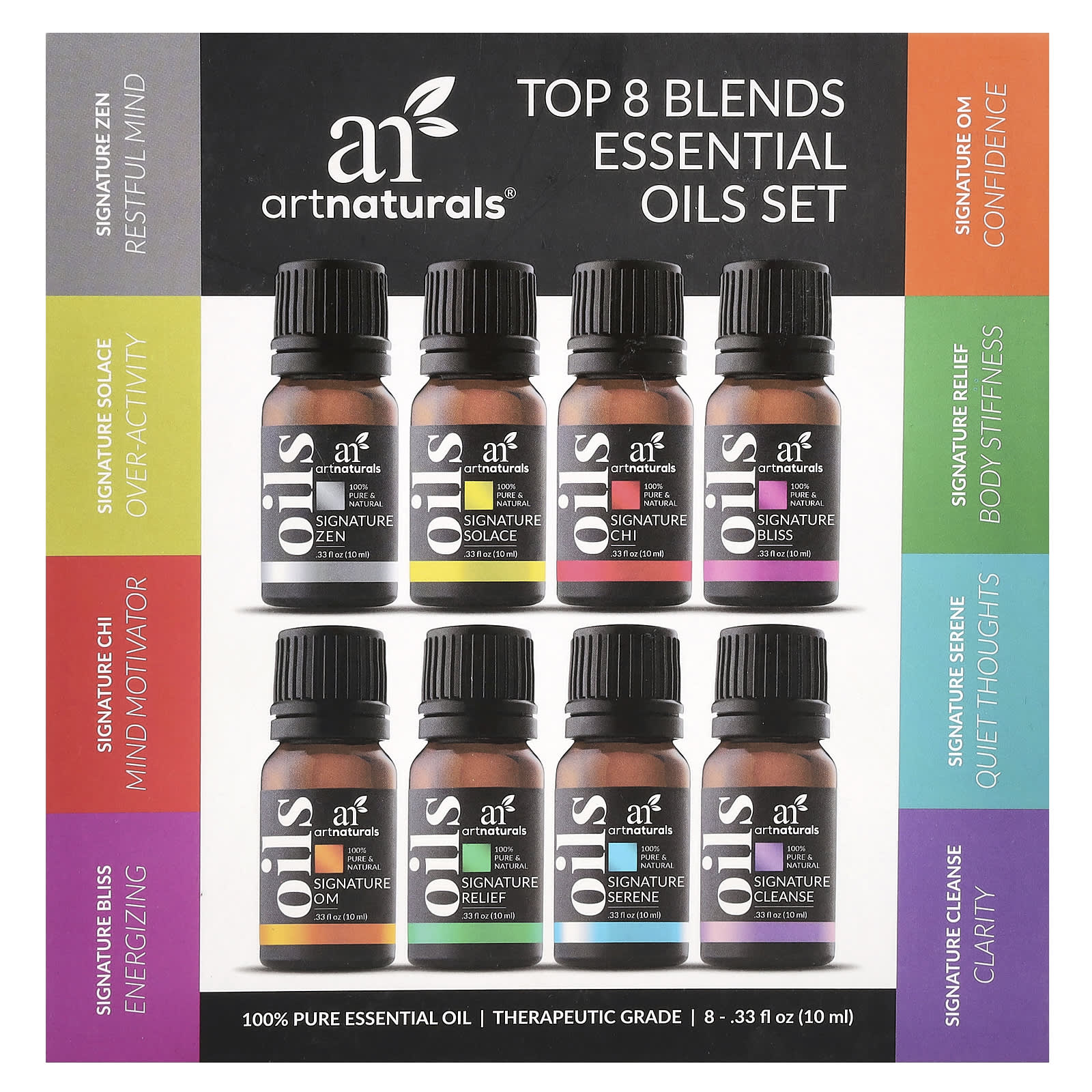artnaturals, Essential Oils Set, Top 8 Blends, 8 Bottles, 0.33 fl oz (10 ml) Each