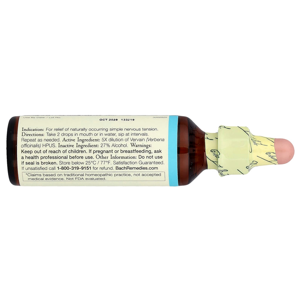 Bach, Original Flower Remedies, Vervain, 0.7 fl oz (20 ml)