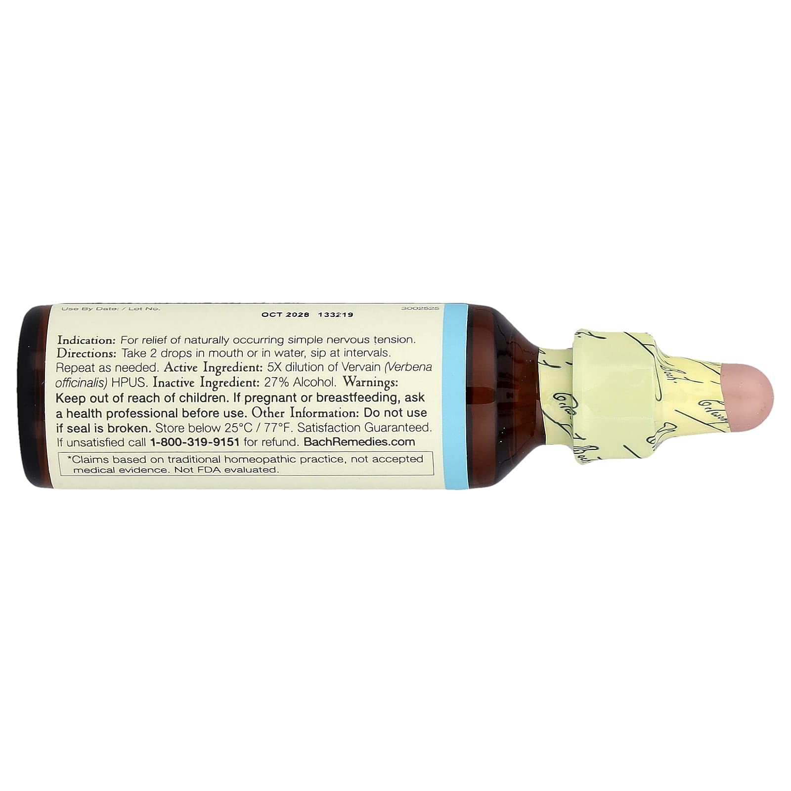 Bach, Original Flower Remedies, Vervain, 0.7 fl oz (20 ml)