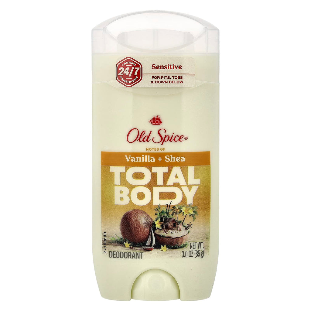 Old Spice, Total Body Deodorant, Sensitive, Vanilla + Shea, 3 oz (85 g)
